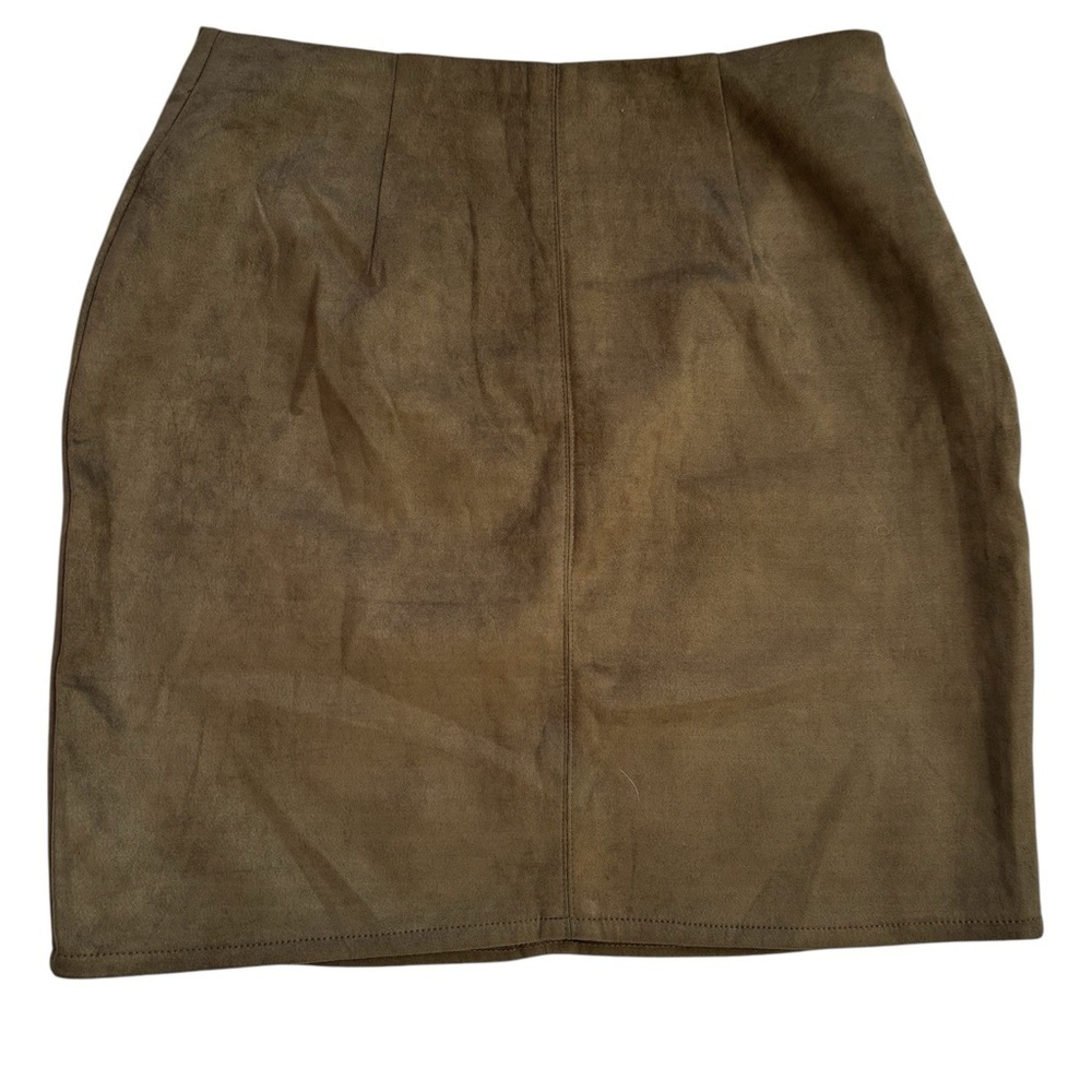 Suede Olive Mini Skirt - Picture 4 of 5
